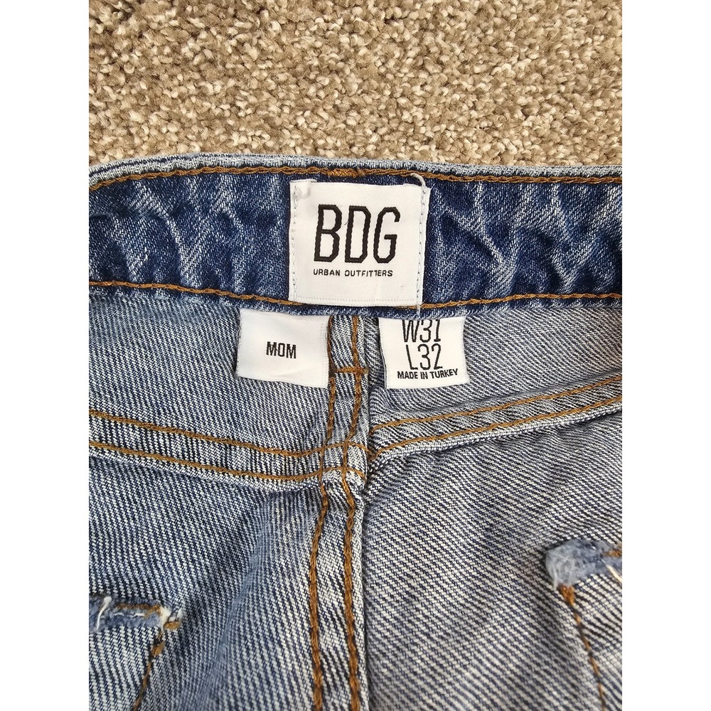BDG Urban Outfitters Mom Jeans Blue High Waisted Seam Detail W31 L32 Womens - Picture 14 of 15